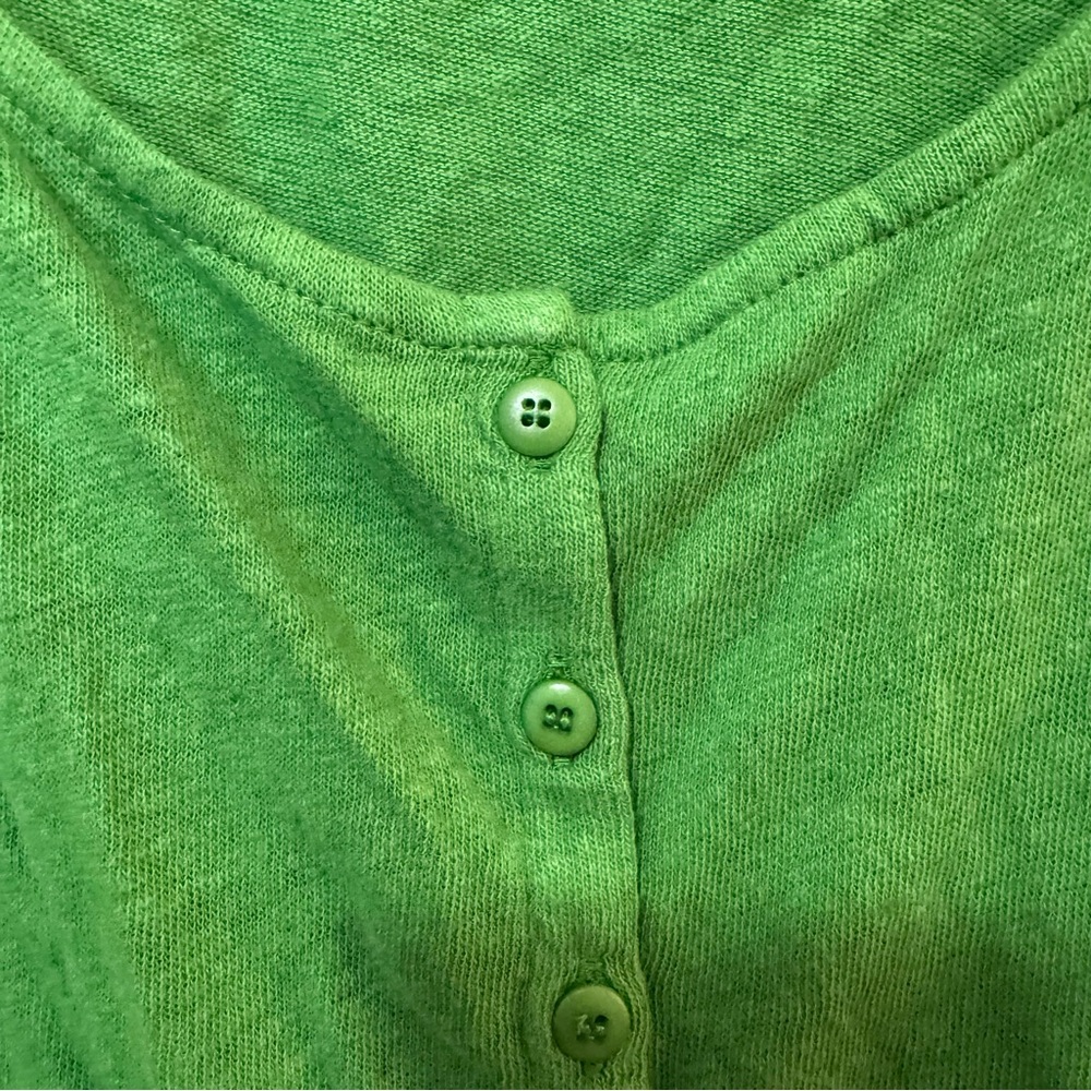 NWT Sezane Milo T-shirt  Verde Green Cotton Linen Size Medium - Picture 5 of 11